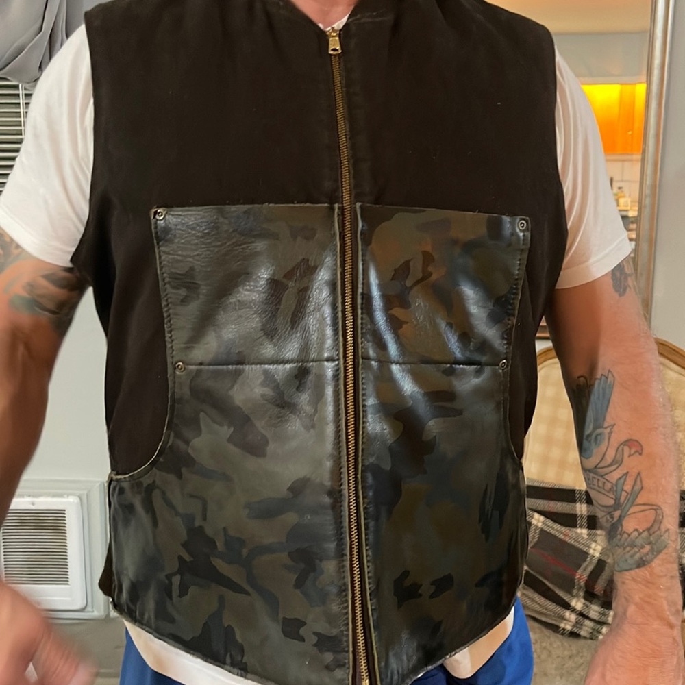 Lords of Gastown heavy canvas & camouflage faux leather pockets men’s XXL